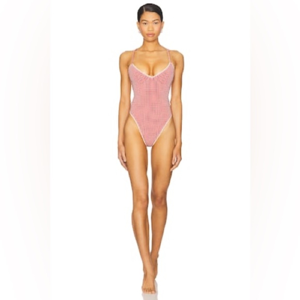 Lovers + Friends RUBY ONE PIECE Red Gingham One-Piece Swimsuit XS